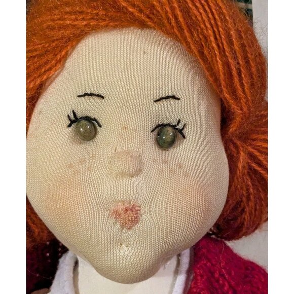 Handmade Doll Stockinette Schoolgirl Redhead Soft Sculpted Freckles Pouty 19" - Picture 2 of 16